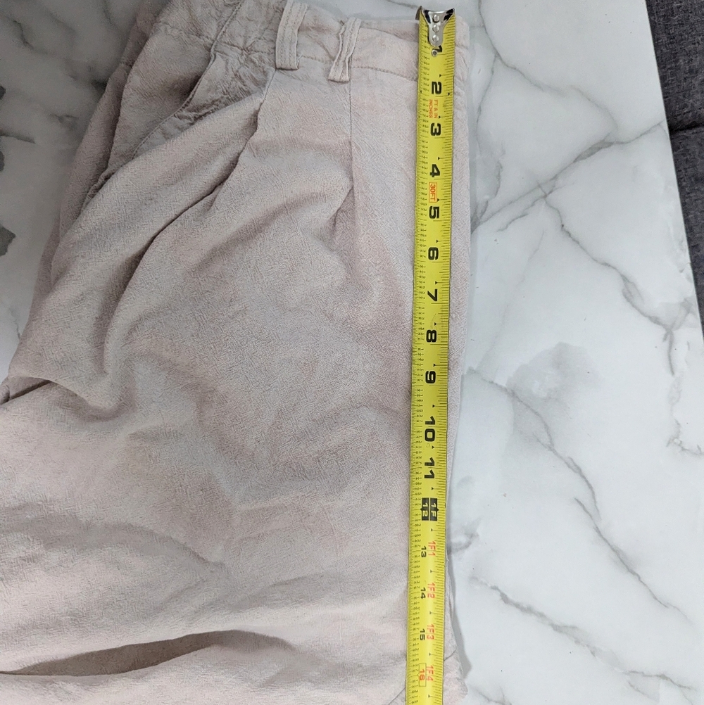 Free People Calla Pleated Trousers Pants Mid Rise Tapered Linen Blend Khaki 12 - Picture 11 of 12